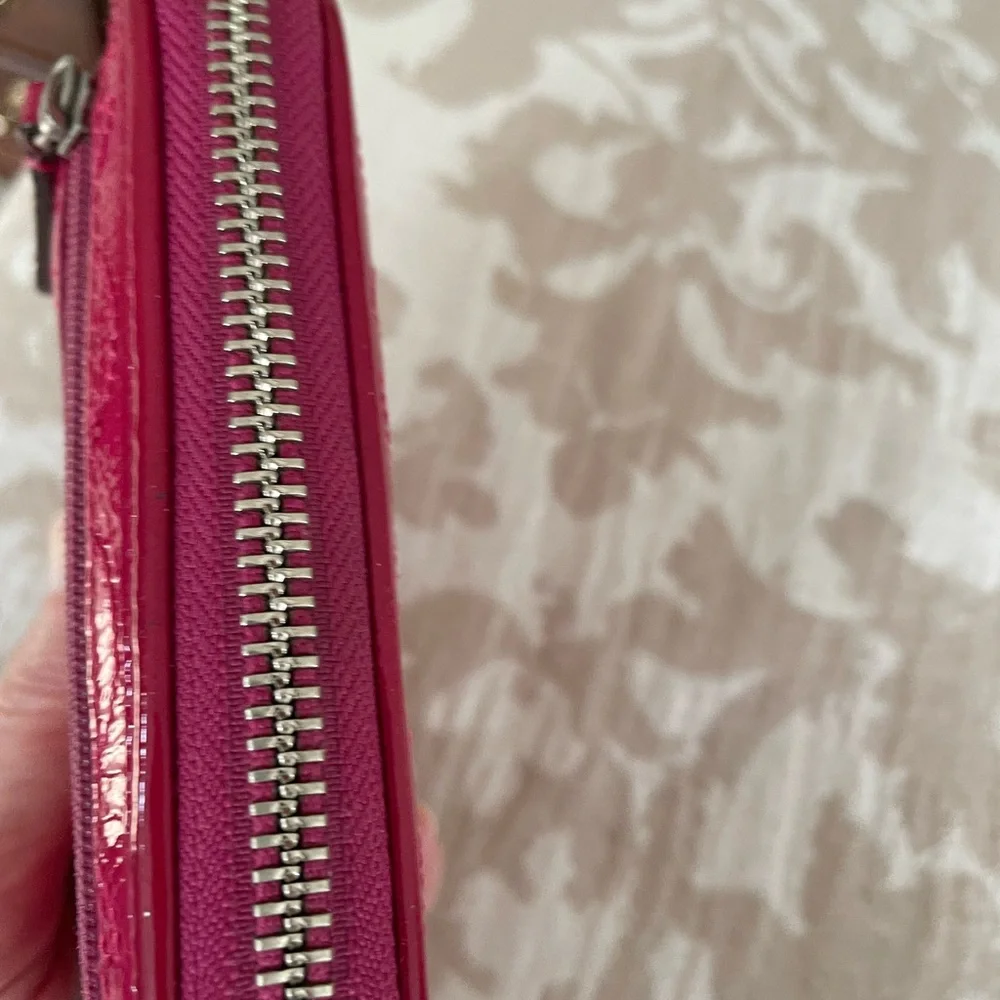 Coach Pink Patent Leather Accordion Zip Wallet - Picture 6 of 8